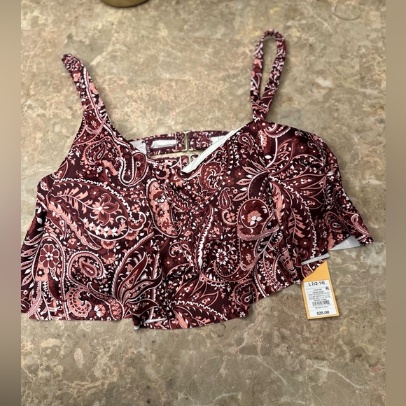 One Shoulder Flounce Longline Bikini Kona Sol LARGE SZ, NWT - Picture 5 of 7